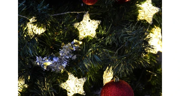 Reťaz hviezdy - ratan - 20 LED - teplá biela