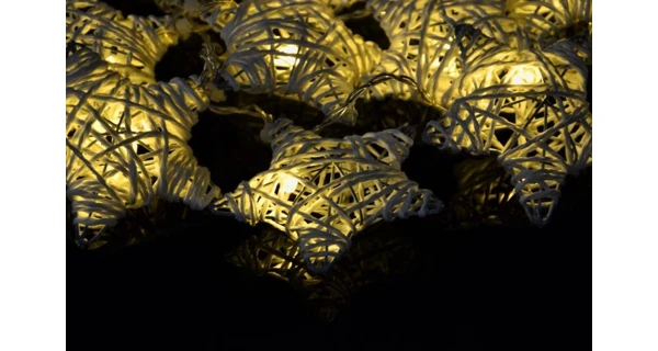 Reťaz hviezdy - ratan - 20 LED - teplá biela