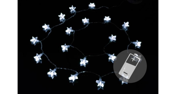 Reťaz LED - hviezdy - studená biela