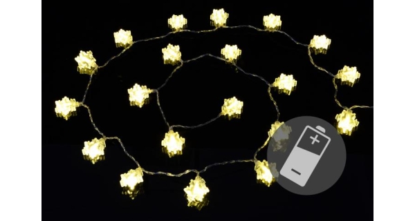 Reťaz LED - vločky - teplá biela