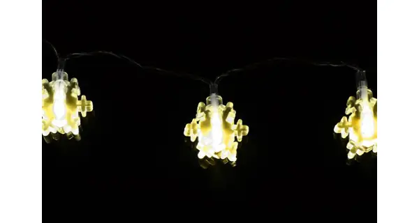 Reťaz LED - vločky - teplá biela