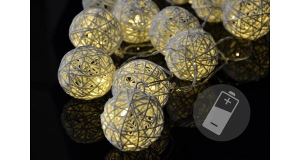 Reťaz - ratanové gule - 20 LED