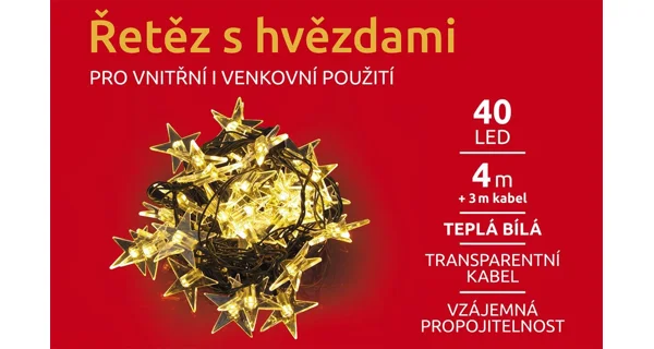 Reťaz s hviezdami 40 LED