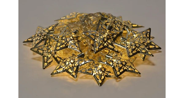 Reťaz strieborné hviezdy - 10 LED - teplá biela