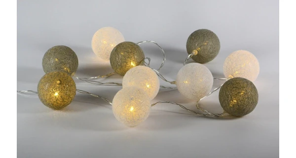 Reťaz tkané gule 10 LED - teplá biela