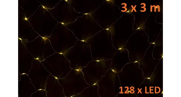 Sieť 3 x3 m - 128 LED - teplá biela