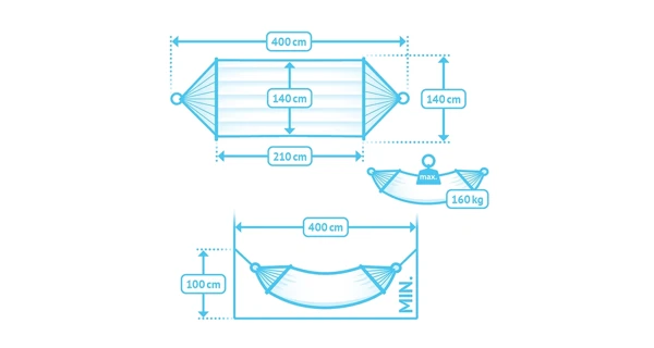 Sieť hojdacia s tyčami La Siesta Alabama Kingsize vanilla