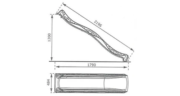 Šmykľavka s prípojkou na vodu modrá 2,20m