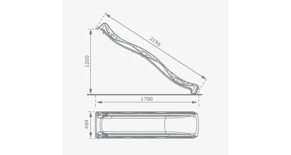 Šmykľavka s prípojkou na vodu modrá 2,20m