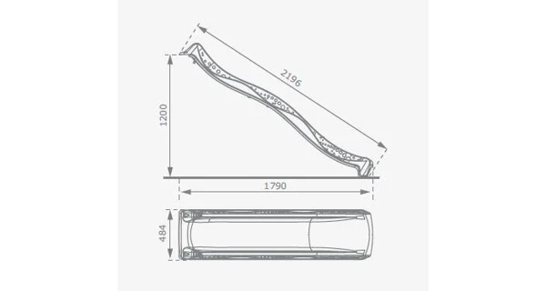 Šmykľavka s prípojkou na vodu zelená 2,20m
