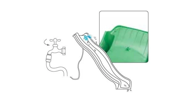 Šmykľavka s prípojkou na vodu zelená 2,9 m