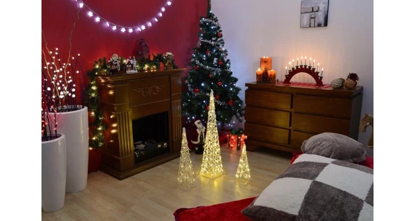 Stromček abstraktný - 90 cm - teplá biela