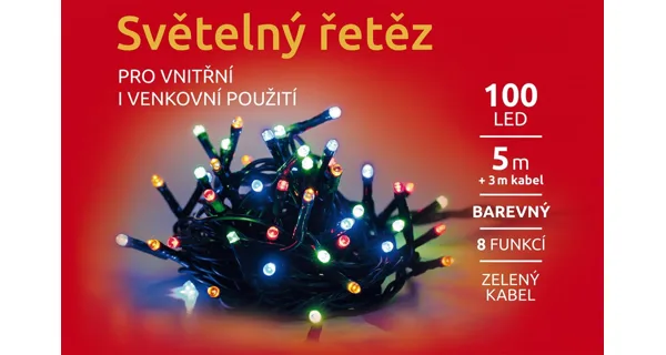 Svetelná reťaz 100 LED - farebná - mód