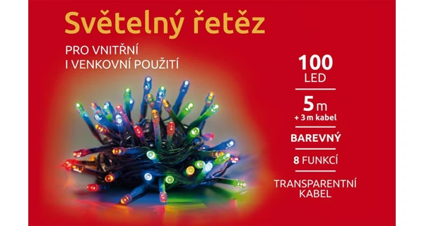 Svetelná reťaz 100 LED - farebná - mód
