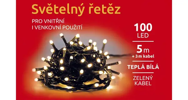 Svetelná reťaz 100 LED - teplá biela