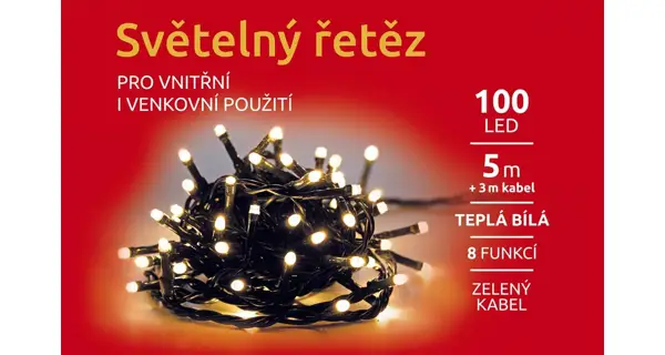 Svetelná reťaz 100 LED- teplá biela - mód