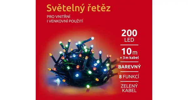 Svetelná reťaz 200 LED - farebná - mód