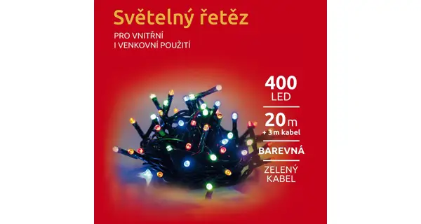 Svetelná reťaz 400 LED - farebná