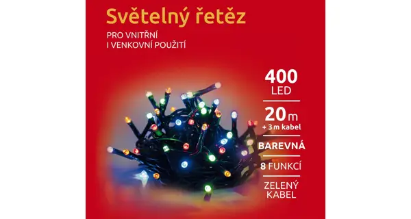 Svetelná reťaz 400 LED - farebná- mód