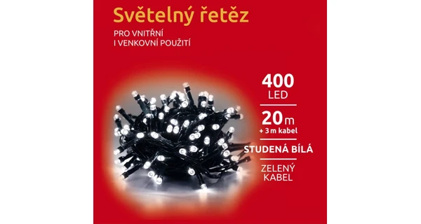Svetelná reťaz 400 LED - studená biela