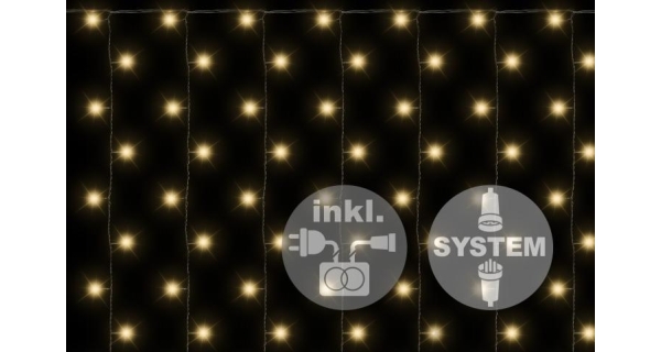 Svetelný záves dvojitý - 200 LED - teplá biela - napájanie