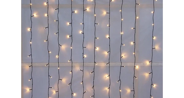 Svetelný záves dvojitý - 200 LED - teplá biela - napájanie