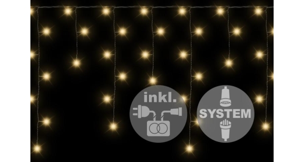 Svetelný záves dvojitý - 80 LED - teplá biela - napájanie