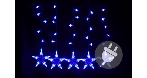 Svetelný záves hviezdy - 5 ks - 100 LED - modrá