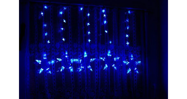 Svetelný záves hviezdy - 5 ks - 100 LED - modrá