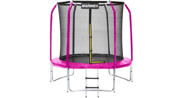 Trampolína Marimex 244 cm ružová + ochranná sieť + rebrík ZADARMO