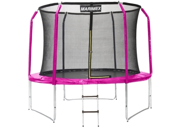 Trampolína Marimex 305 cm ružová + vnútorná ochranná sieť + rebrík ZADARMO