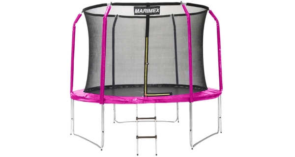 Trampolína Marimex 305 cm ružová + vnútorná ochranná sieť + rebrík ZADARMO