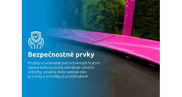 Trampolína Marimex 305 cm ružová + vnútorná ochranná sieť + rebrík ZADARMO