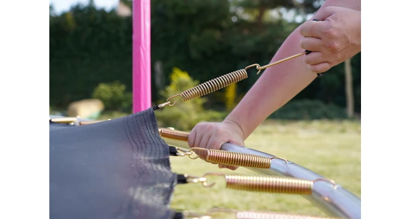 Trampolína Marimex 305 cm ružová + vnútorná ochranná sieť + rebrík ZADARMO