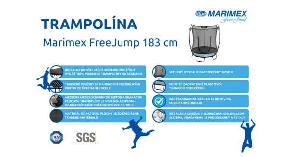 Trampolína Marimex FreeJump 183 cm (ochranná sieť a kotviaca sada ZADARMO) + Vírivý bazén MSPA Starry C-ST061