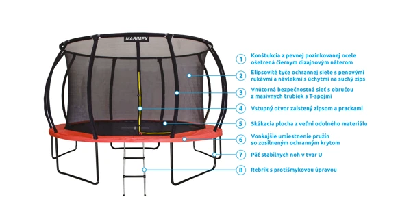 Trampolína Marimex Premium 457 cm + vnútorná ochranná sieť + schodíky ZADARMO