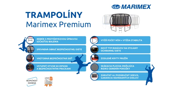 Trampolína Marimex Premium 457 cm + vnútorná ochranná sieť + schodíky ZADARMO
