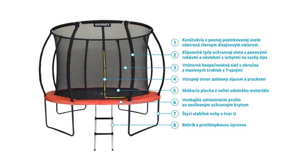 Trampolína Marimex Premium 457 cm + vnútorná ochranná sieť + schodíky ZADARMO