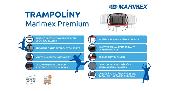 Trampolína Marimex Premium 457 cm + vnútorná ochranná sieť + schodíky ZADARMO