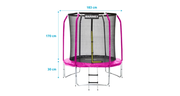 Trampolína Marimex Standard 183 cm ružová + vnútorná ochranná sieť + rebrík ZADARMO