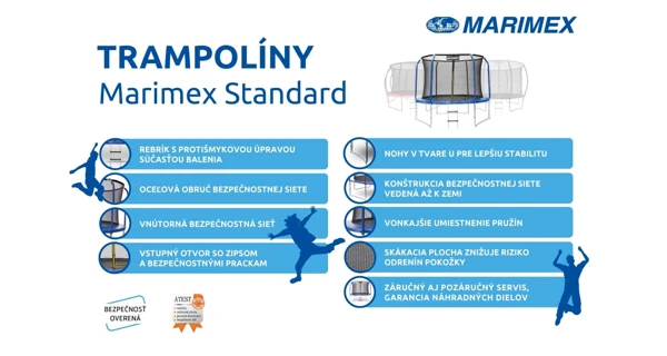 Trampolína Marimex Standard 183 cm + vnútorná ochranná sieť + schodíky ZADARMO
