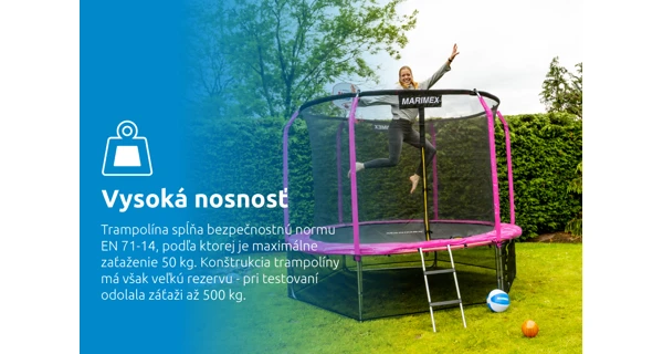 Trampolína Marimex Standard 244 cm ružová + ochranná sieť + rebrík ZADARMO