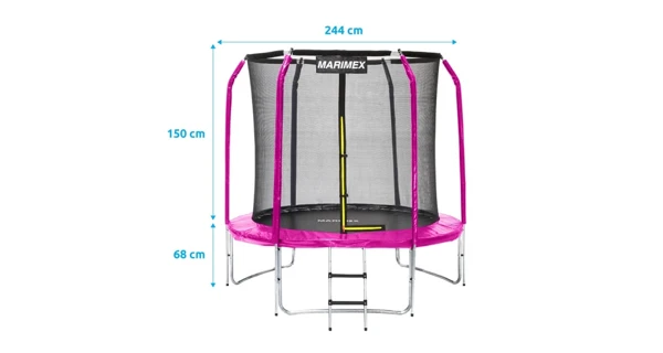 Trampolína Marimex Standard 244 cm ružová + ochranná sieť + rebrík ZADARMO