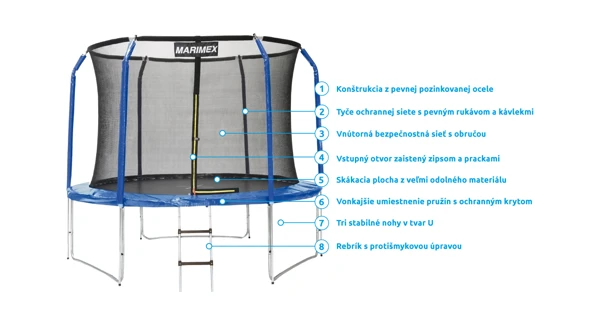 Trampolína Marimex Standard 305 cm + vnútorná ochranná sieť + schodíky ZADARMO