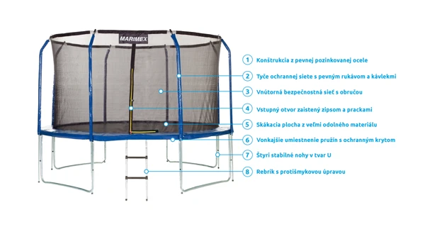 Trampolína Marimex Standard 366 cm + vnútorná ochranná sieť + schodíky ZADARMO