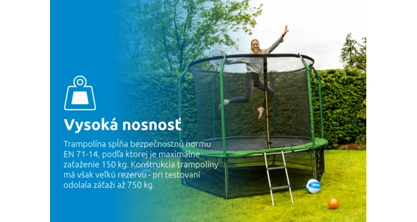 Trampolína Marimex Standard 366 cm - zelená + vnútorná ochranná sieť + schodíky ZADARMO