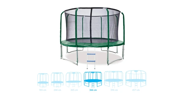 Trampolína Marimex Standard 366 cm - zelená + vnútorná ochranná sieť + schodíky ZADARMO