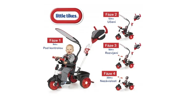 Trojkolka 4v1 Šport - červená/biela