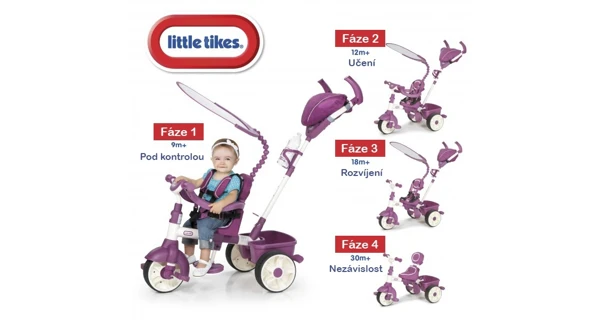 Trojkolka 4v1 Šport - ružová/biela