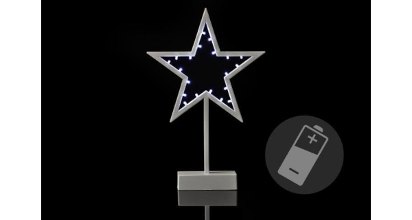 Vianočná hviezda stojaca 20 LED - strieborná